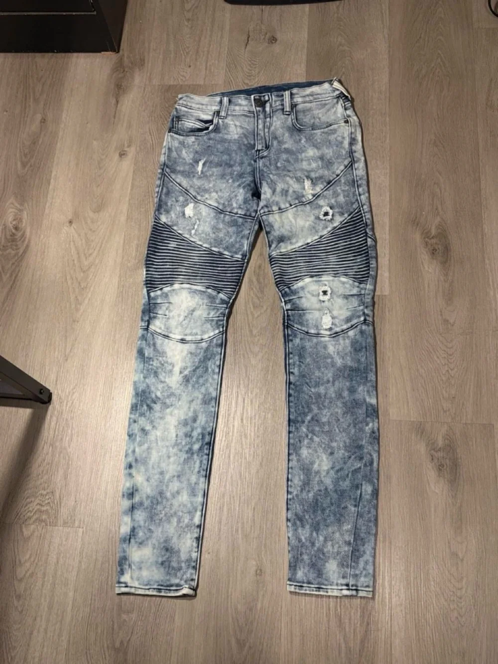 True Religion Men's Acid Wash Skinny Jeans in Blue